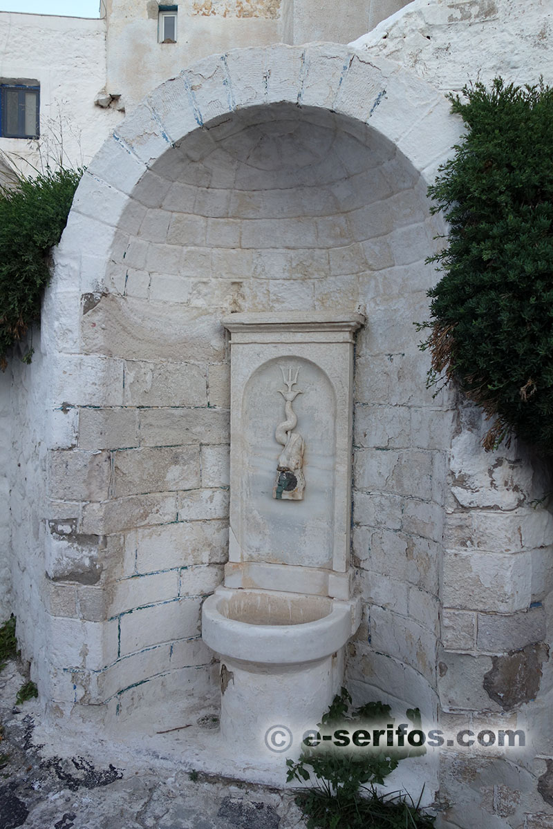 Marble faucet at the entrance of Chora