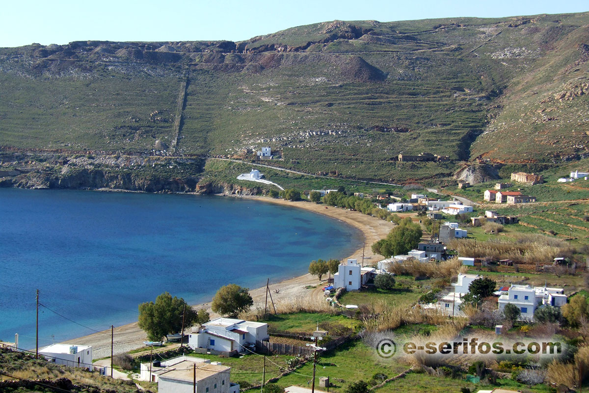 The beach and the village of Koutalas in Serifos