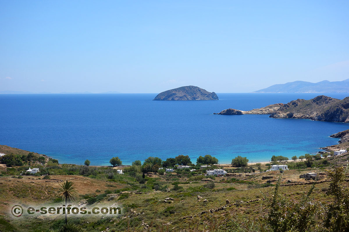 The beach of Agios Ioannis and the small island of Vous