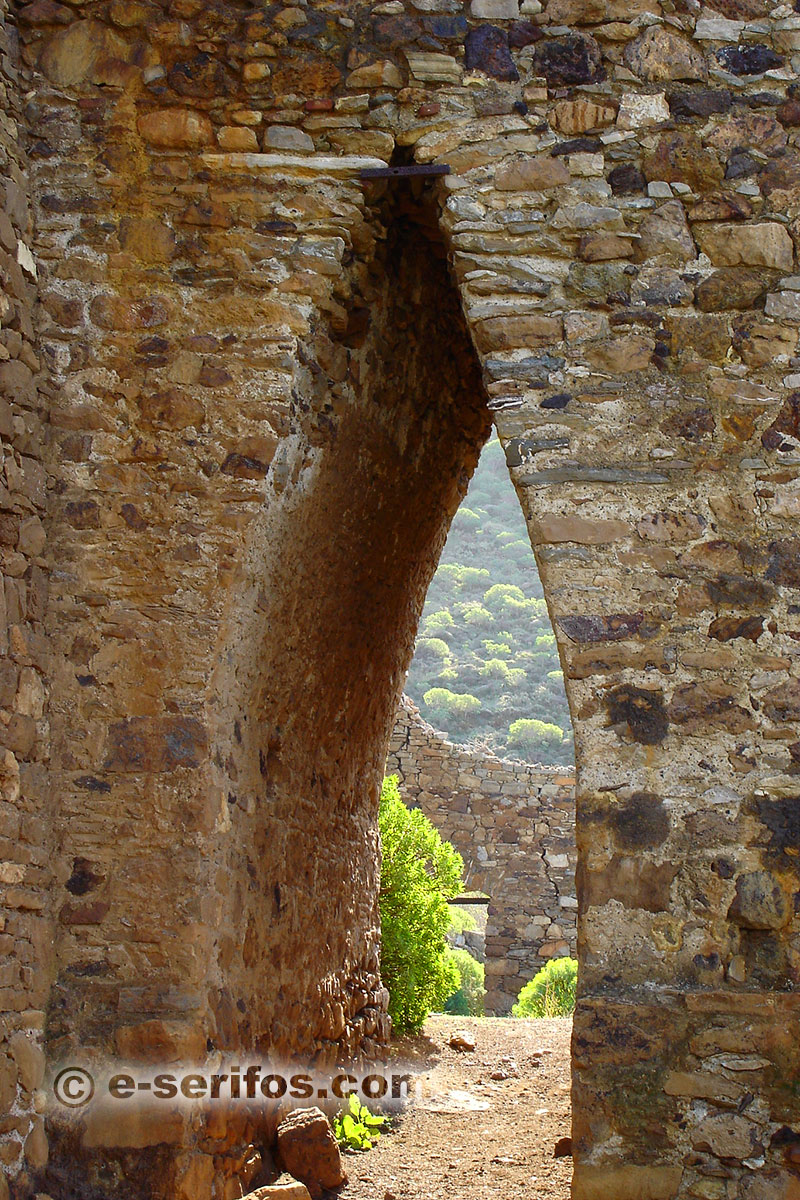 Stone entrance at the mine sites at Megalo Livadi