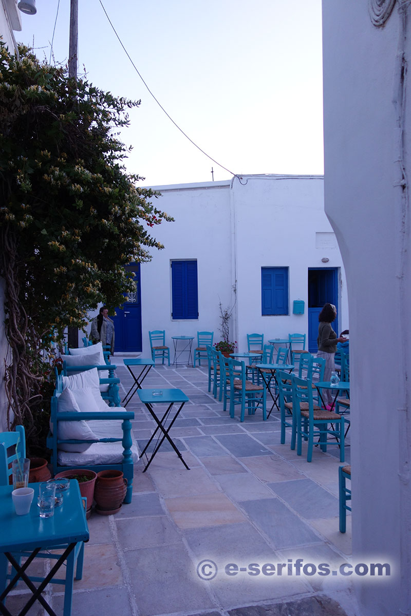 Traditional cafe in Chora, at the central square