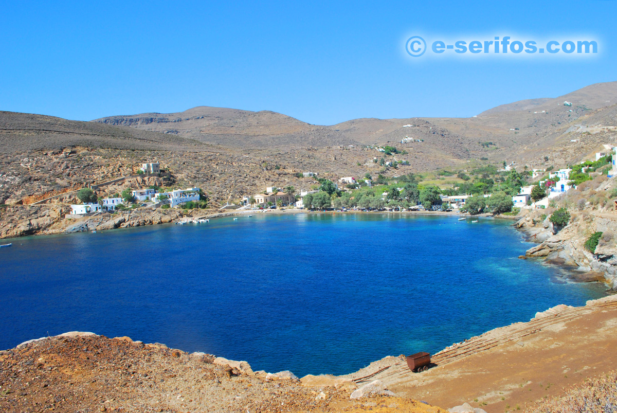 The beach at Megalo Livadi as seen from the mines facilities