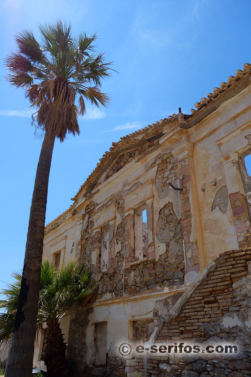 The building of the headquarters of the mine company, at Megalo Livadi