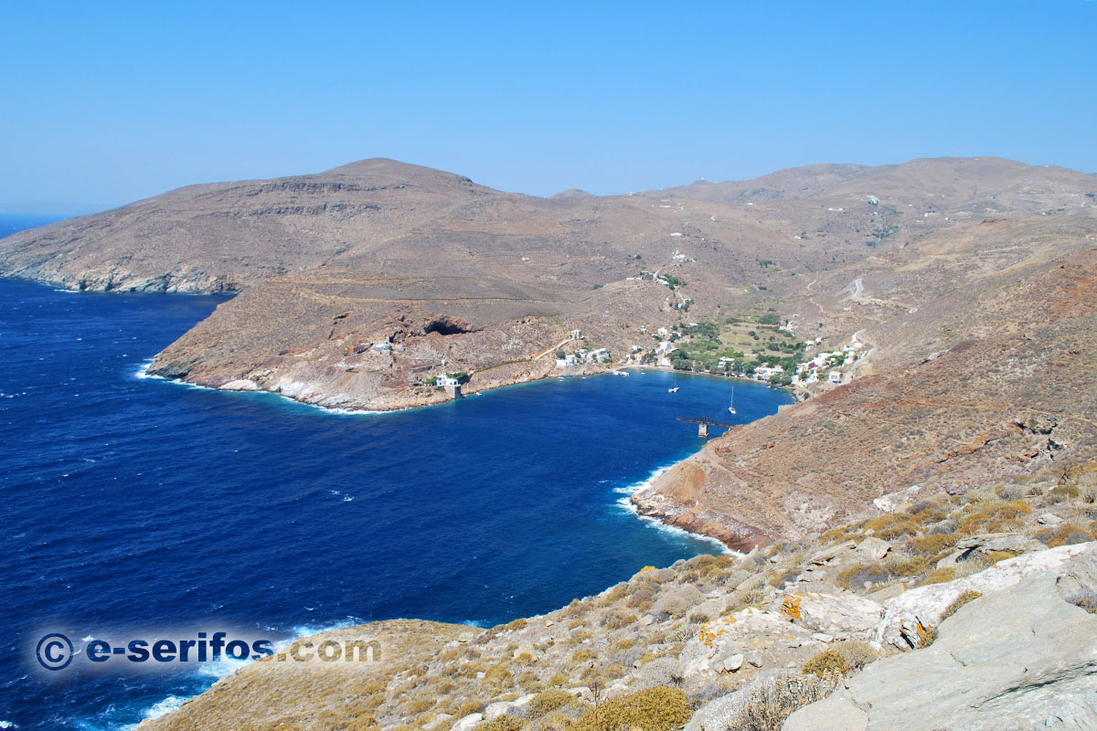 The beach and the mine galleries at the area of Megalo Livadi