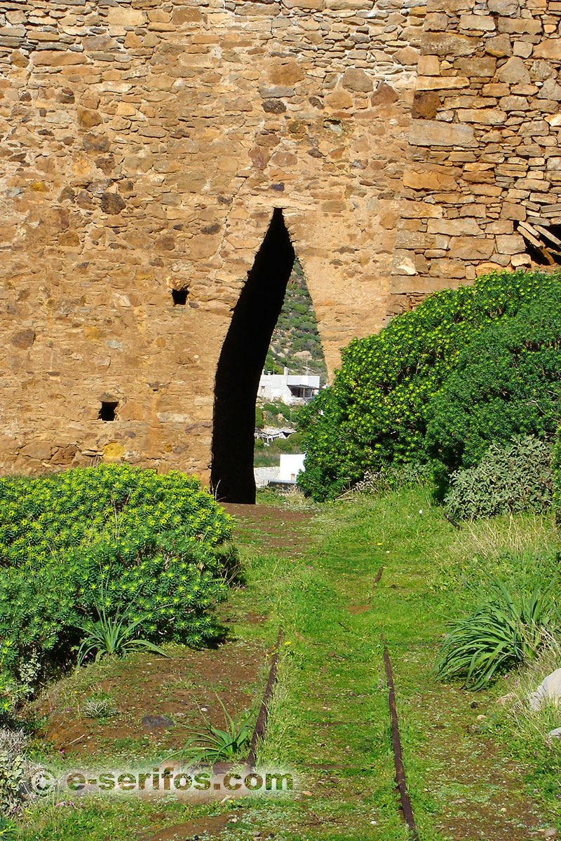 The entrance at the mine facilities at Megalo Livadi