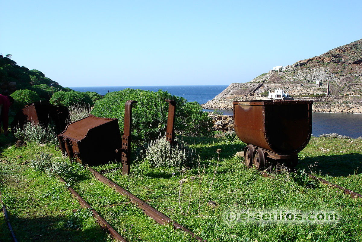 Abandoned vagons of the mines at Megalo Livadi